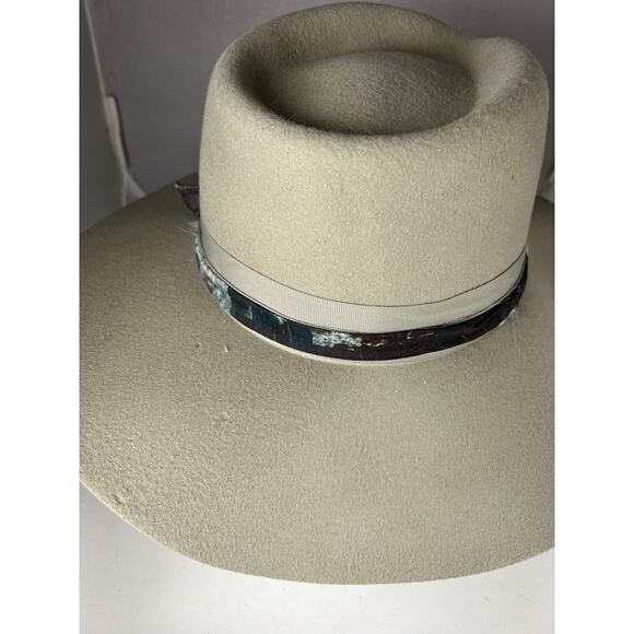 WYETH Free People Anthropologie BOHO FEATHER RANCHER HAT IN Cream - Picture 2 of 4